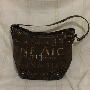 Etienne Aigner Brown & Gold Purse Shoulderbag